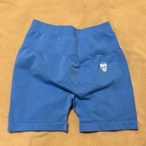 Gymreapers Blue Athletic Shorts with Skull Logo